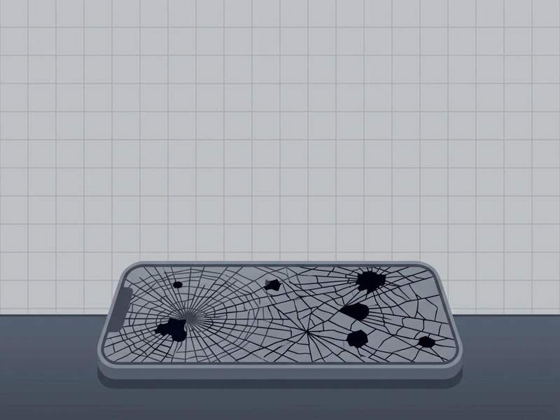 Exemple de smartphone à l'écran brisé avant réparation